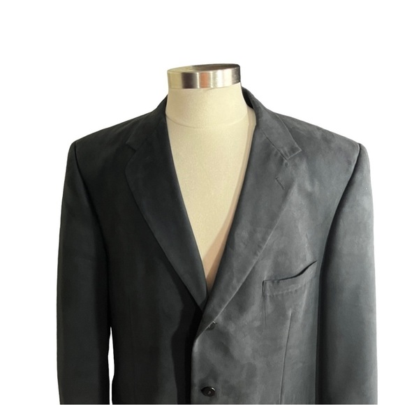 Bert Pulitzer Supra Suede Men Charcoal Grey 3 Button Suit Jacket Sz 46R Soft EUC - Picture 2 of 16